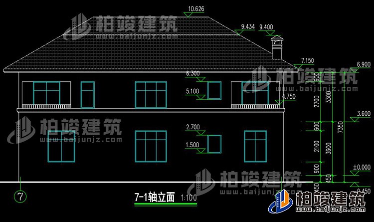 背立面图